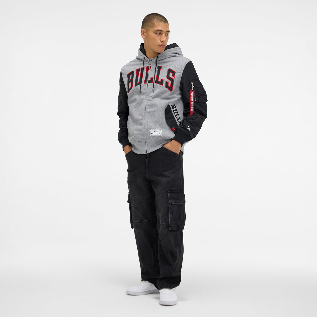 Alpha Industries x New York Knicks Gray MA-1 Full Zip Fleece Jacket