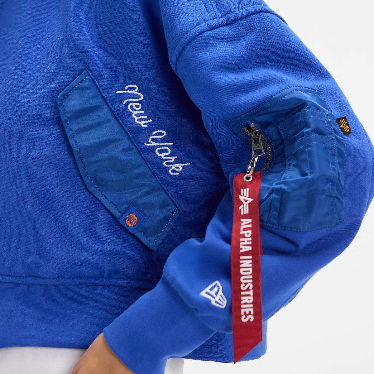 Alpha Industries x New York Knicks Blue Women's Full Zip Cropped Fleece Jacket