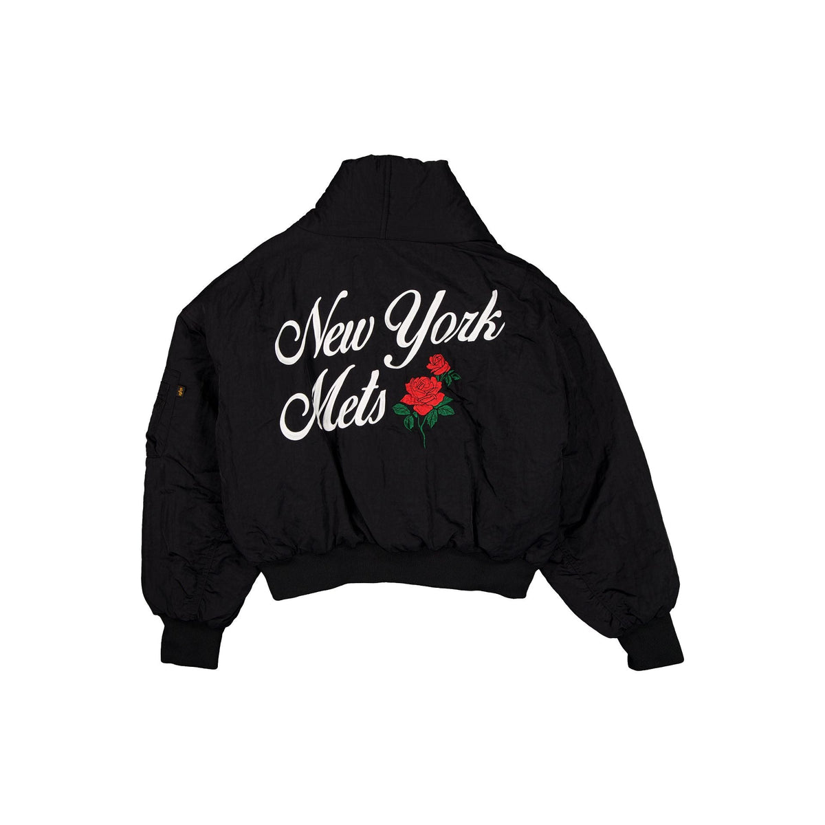 Alpha Industries x New York Mets Women's Black Shawl Collar Flight Jacket