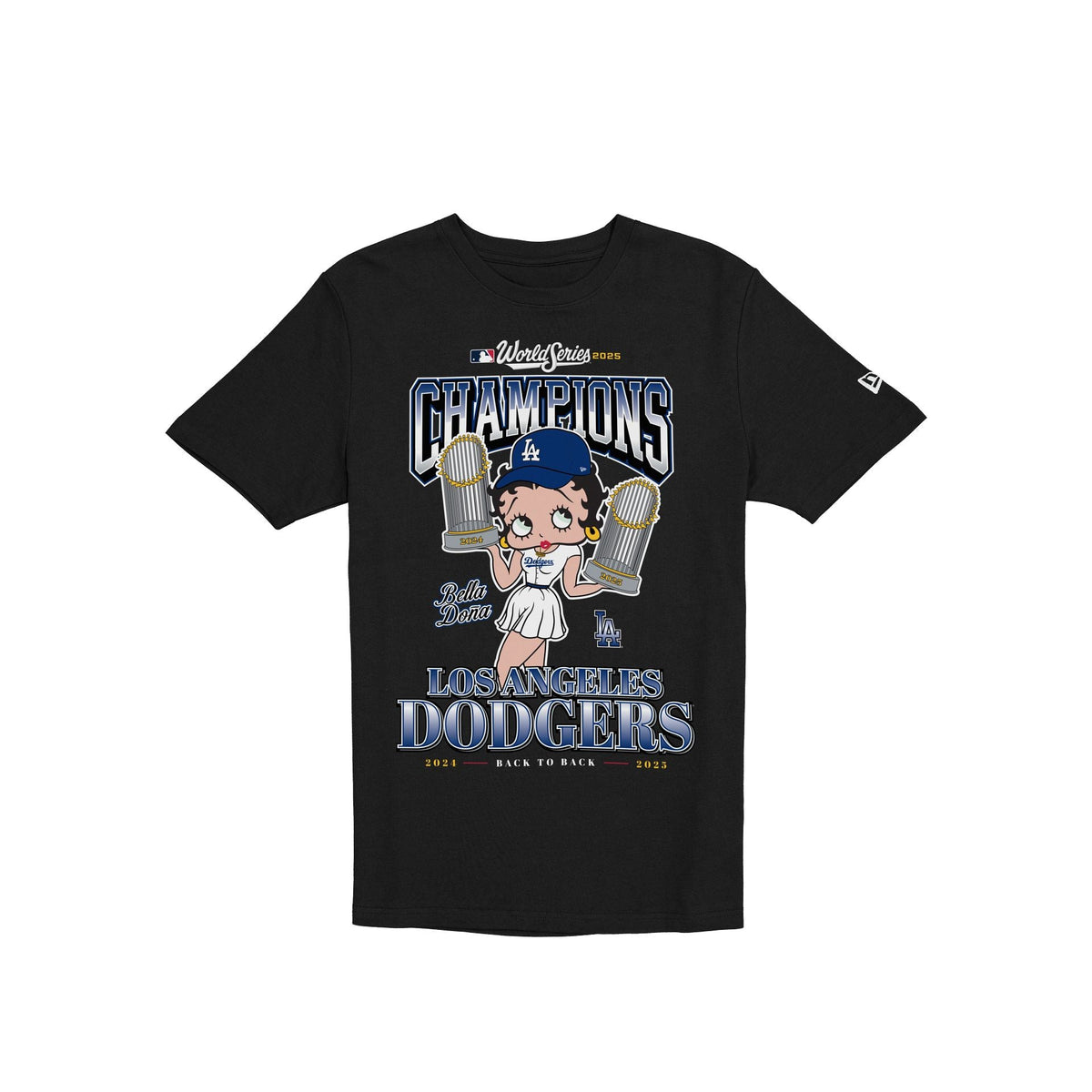 Bella Doña x Betty Boop x Los Angeles Dodgers 2025 World Series Champions Black T-Shirt