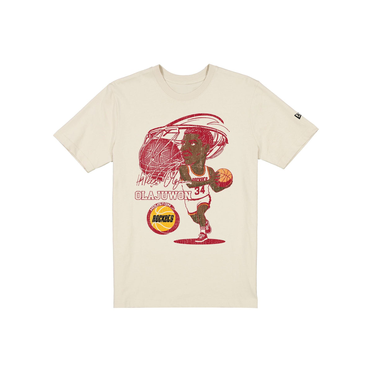 Houston Rockets Hardwood Classics Hakeem Olajuwon Caricature T-Shirt