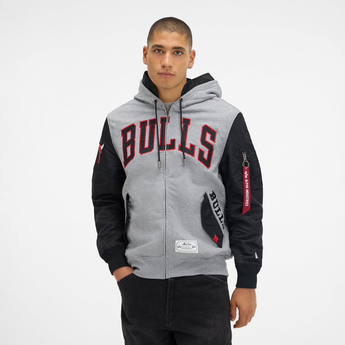 Alpha Industries x New York Knicks Gray MA-1 Full Zip Fleece Jacket
