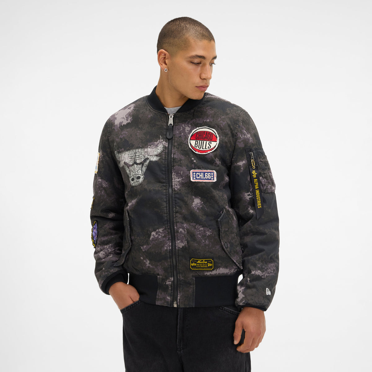 Alpha Industries x Denver Nuggets Black Camo MA-1 Bomber Jacket