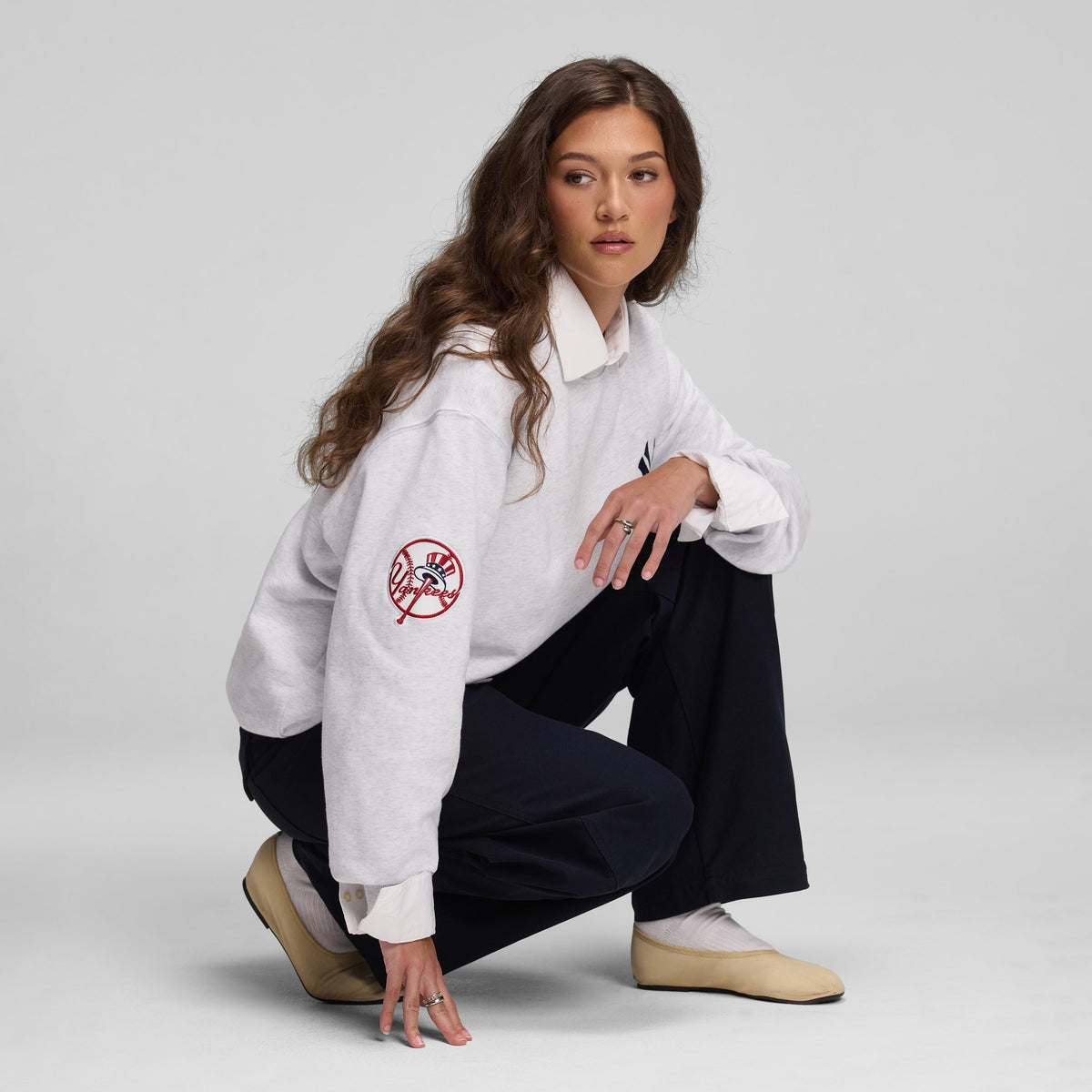 New York Yankees White Crewneck