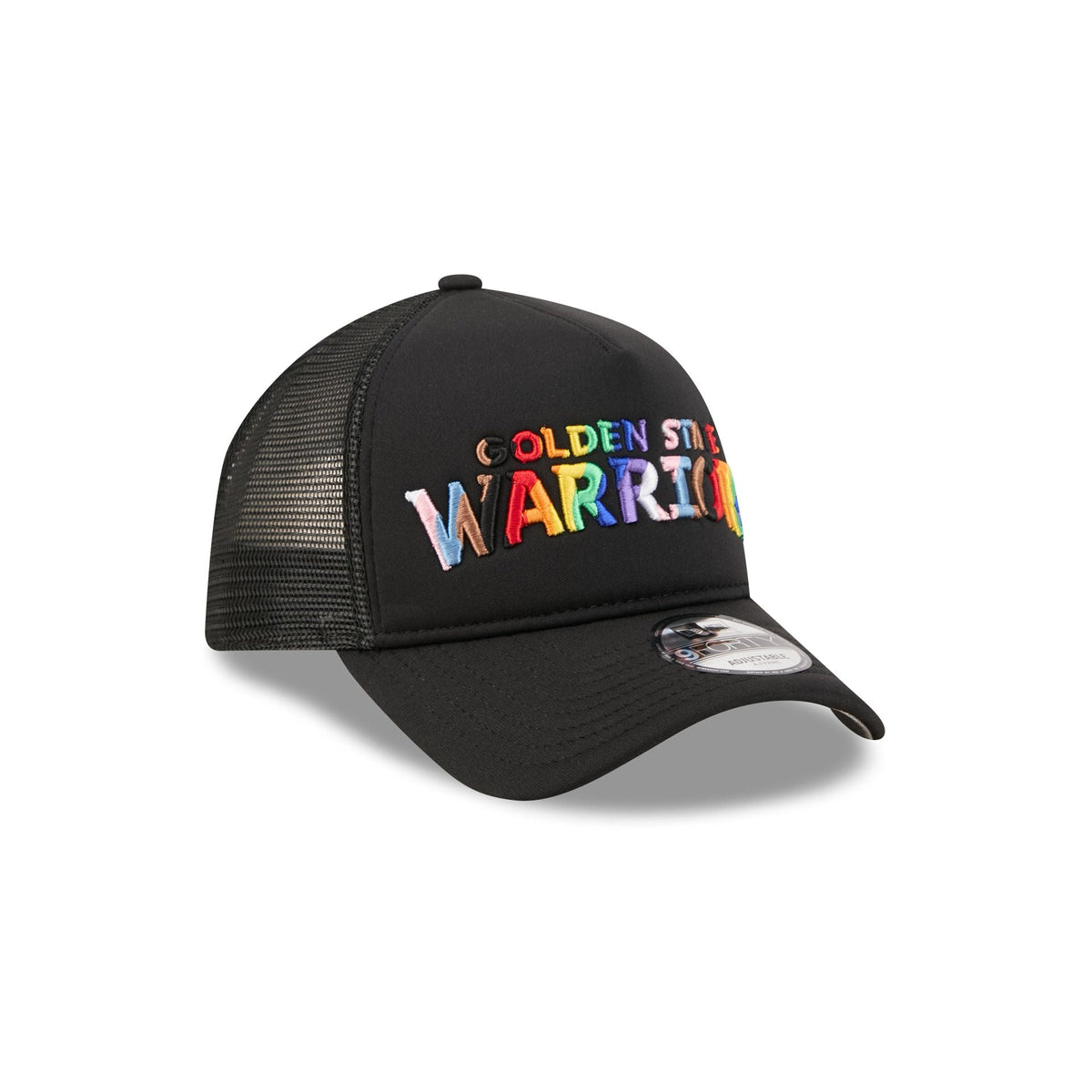 Golden State Warriors Rainbow Wordmark 9FORTY A-Frame Trucker Hat