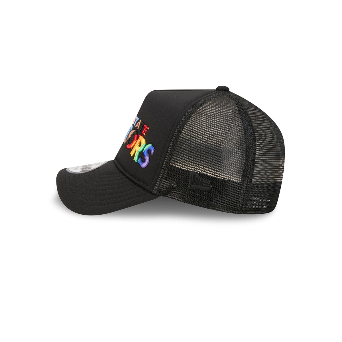 Golden State Warriors Rainbow Wordmark 9FORTY A-Frame Trucker Hat