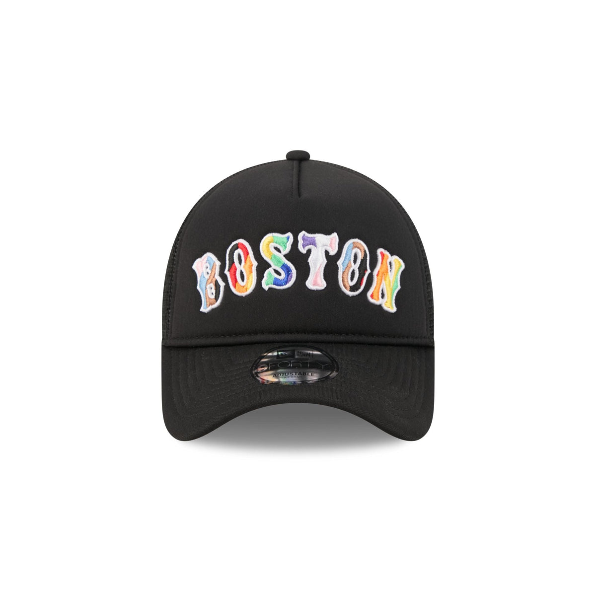 Boston Red Sox Rainbow Wordmark 9FORTY A-Frame Trucker Hat