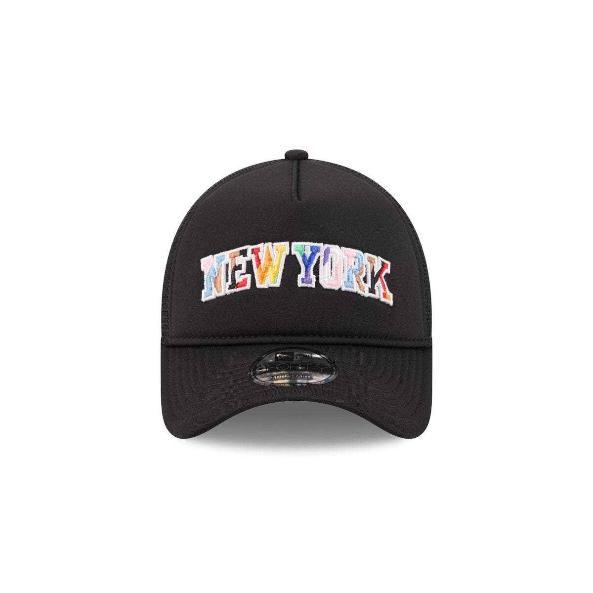 New York Knicks Rainbow Wordmark 9FORTY A-Frame Trucker Hat