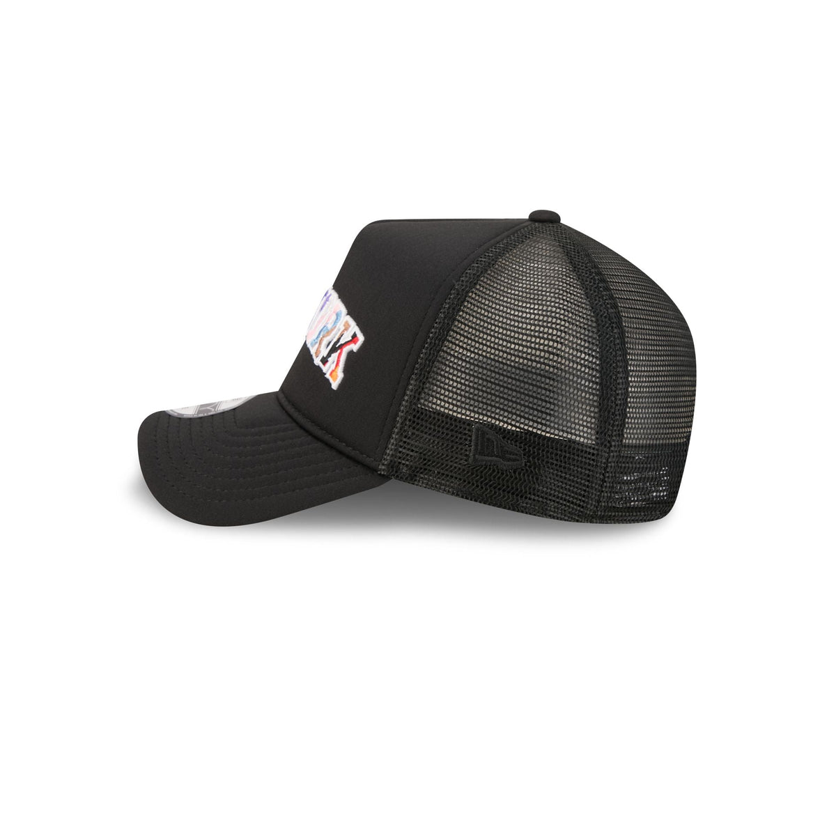 New York Knicks Rainbow Wordmark 9FORTY A-Frame Trucker Hat