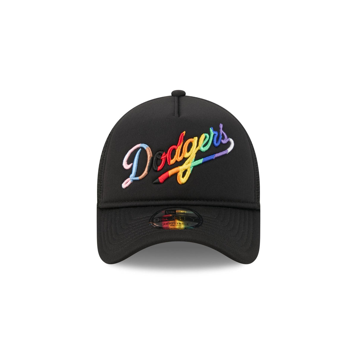 Los Angeles Dodgers Rainbow Wordmark 9FORTY A-Frame Trucker Hat