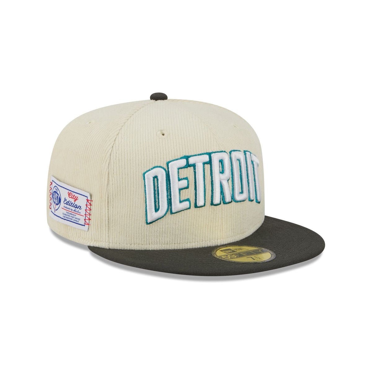 Detroit Pistons 2025 City Edition Chrome White Corduroy 59FIFTY Fitted Hat
