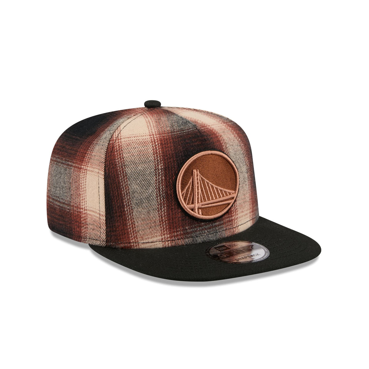 Golden State Warriors Grunge Plaid 9FIFTY A-Frame Adjustable Hat