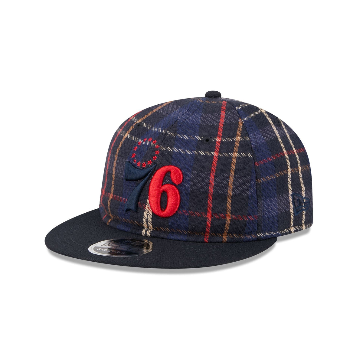 Philadelphia 76ers Grunge Plaid Retro Crown 9FIFTY Adjustable Hat