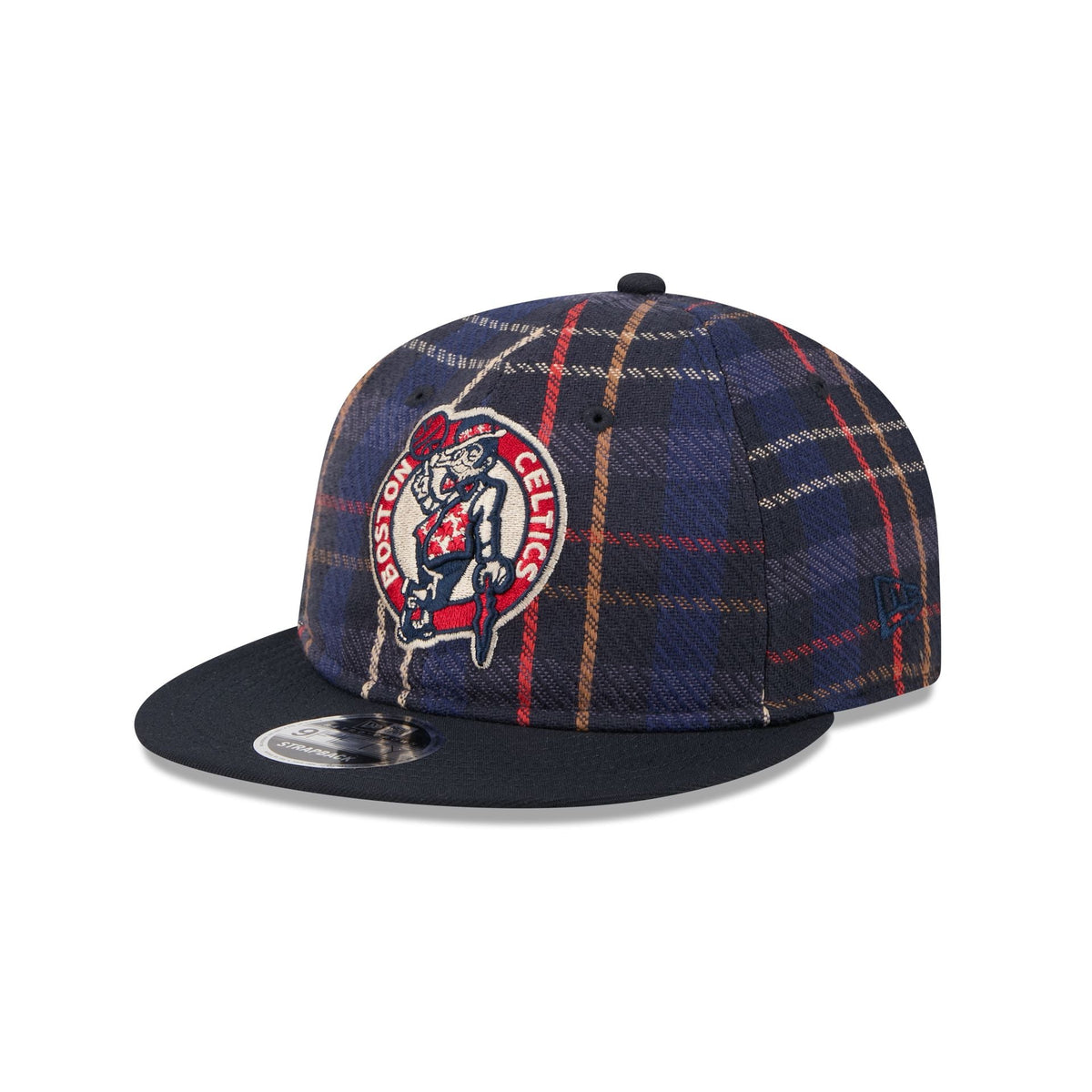 Boston Celtics Grunge Plaid Retro Crown 9FIFTY Adjustable Hat