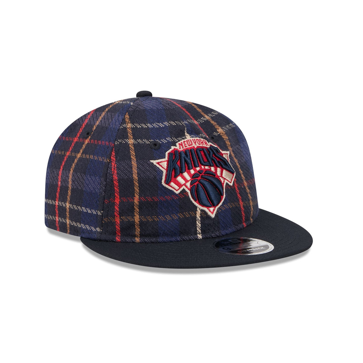 New York Knicks Grunge Plaid Retro Crown 9FIFTY Adjustable Hat