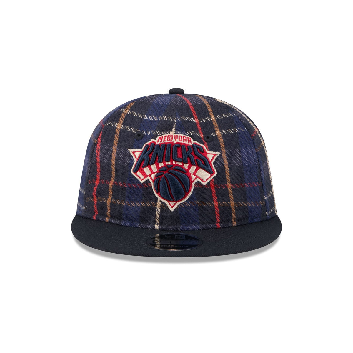 New York Knicks Grunge Plaid Retro Crown 9FIFTY Adjustable Hat