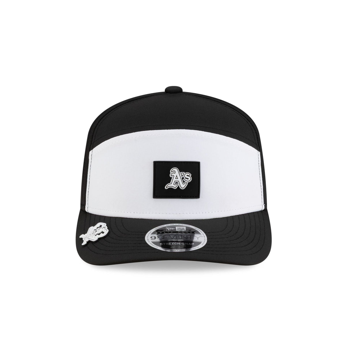 Athletics 2026 Clubhouse Black & White Split Panel 9SEVENTY Stretch-Snap Hat