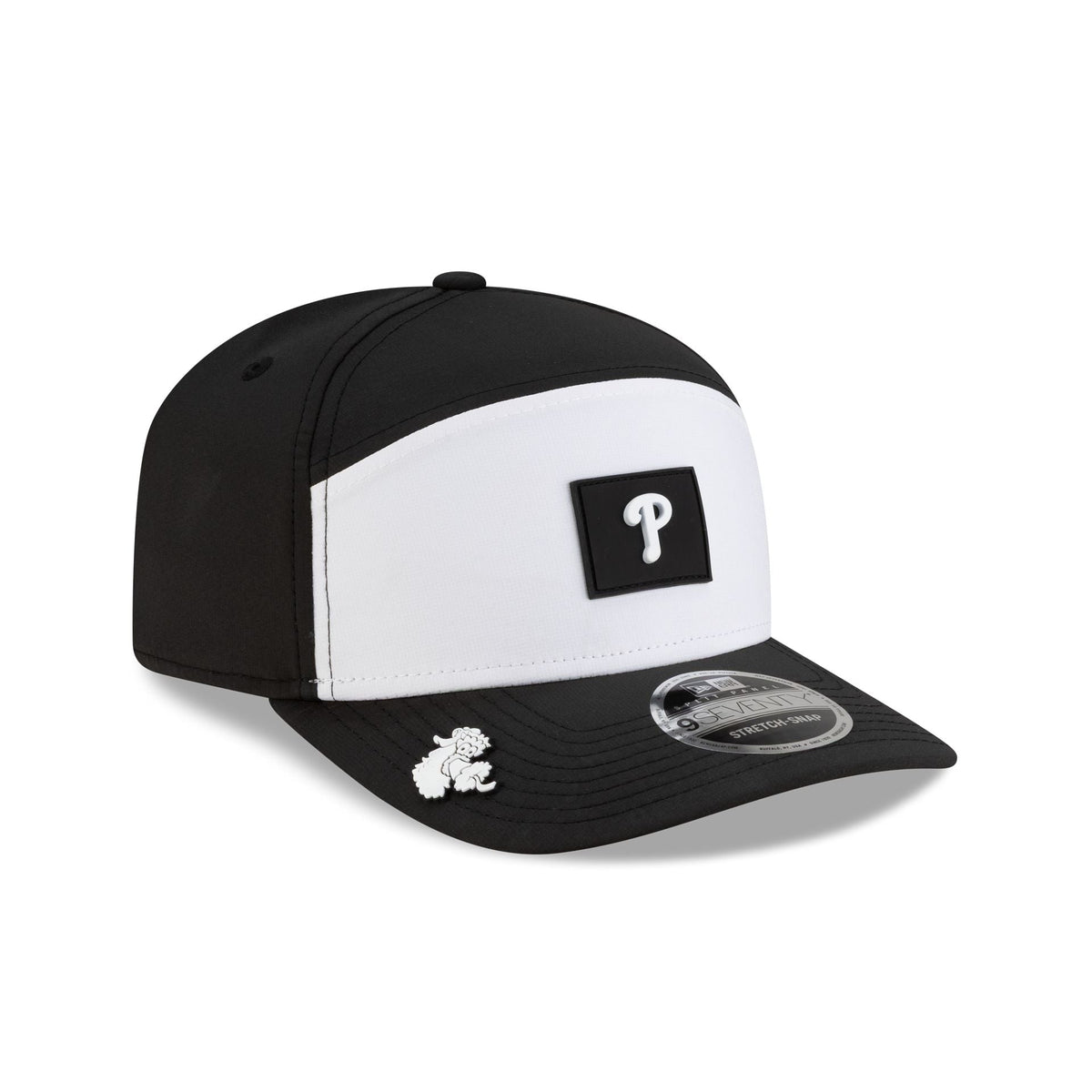 Philadelphia Phillies 2026 Clubhouse Black & White Split Panel 9SEVENTY Stretch-Snap Hat