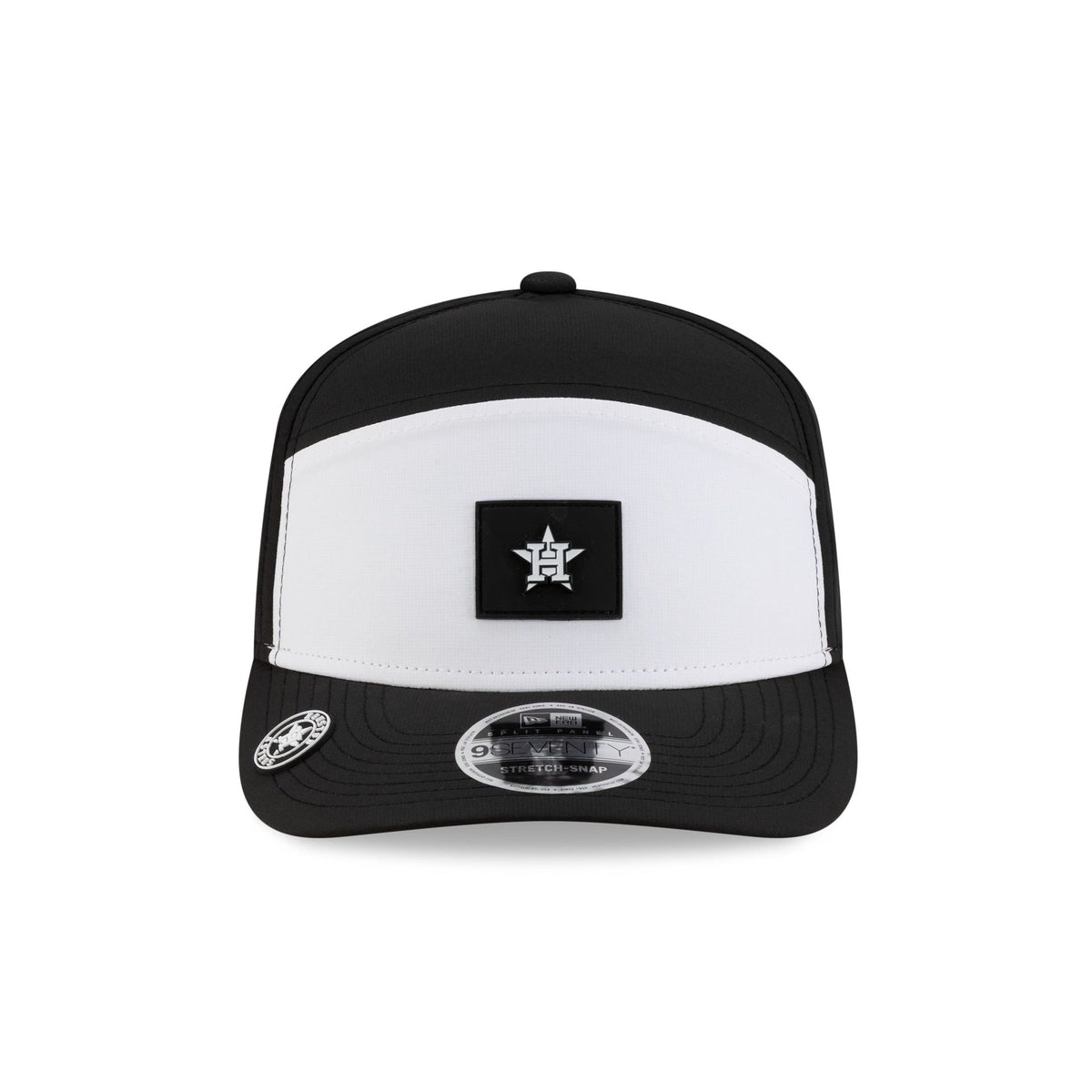 Houston Astros 2026 Clubhouse Black & White Split Panel 9SEVENTY Stretch-Snap Hat