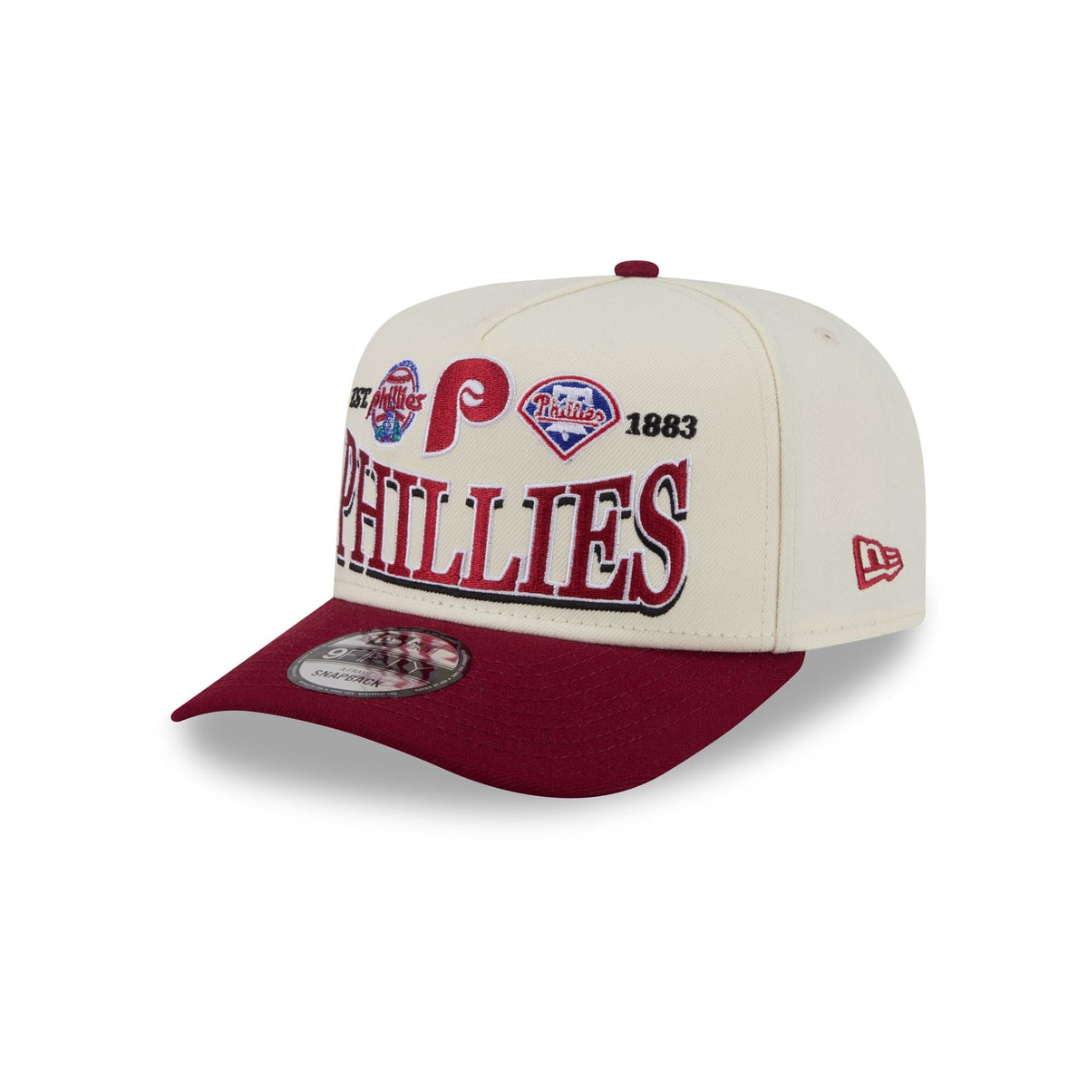 Philadelphia Phillies Three Hit Chrome White 9FIFTY A-Frame Snapback Hat