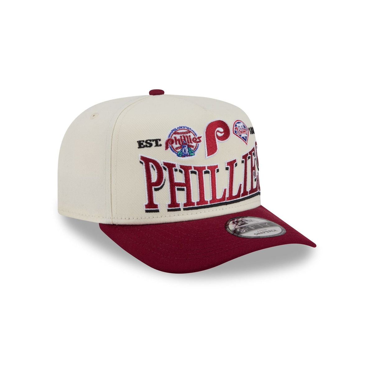 Philadelphia Phillies Three Hit Chrome White 9FIFTY A-Frame Snapback Hat