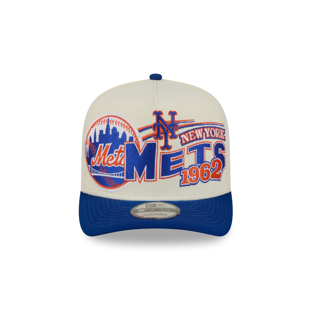 New York Mets Chrome White Classic 9FIFTY A-Frame Snapback Hat
