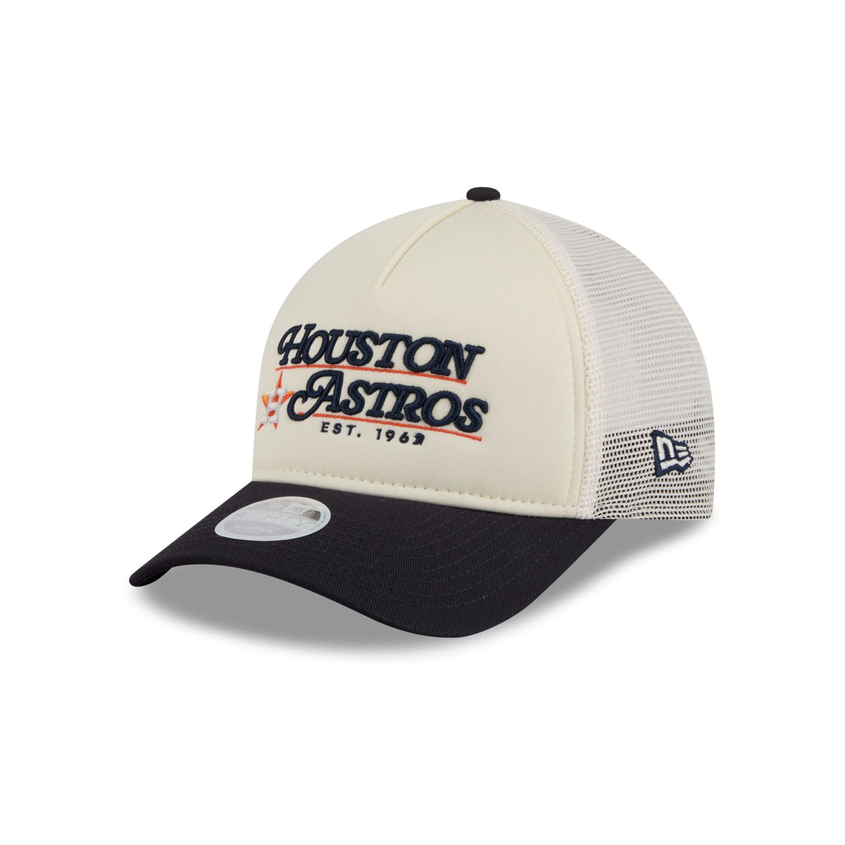 Houston Astros Retro Chrome Women's White 9FORTY M-Crown A-Frame Trucker Hat
