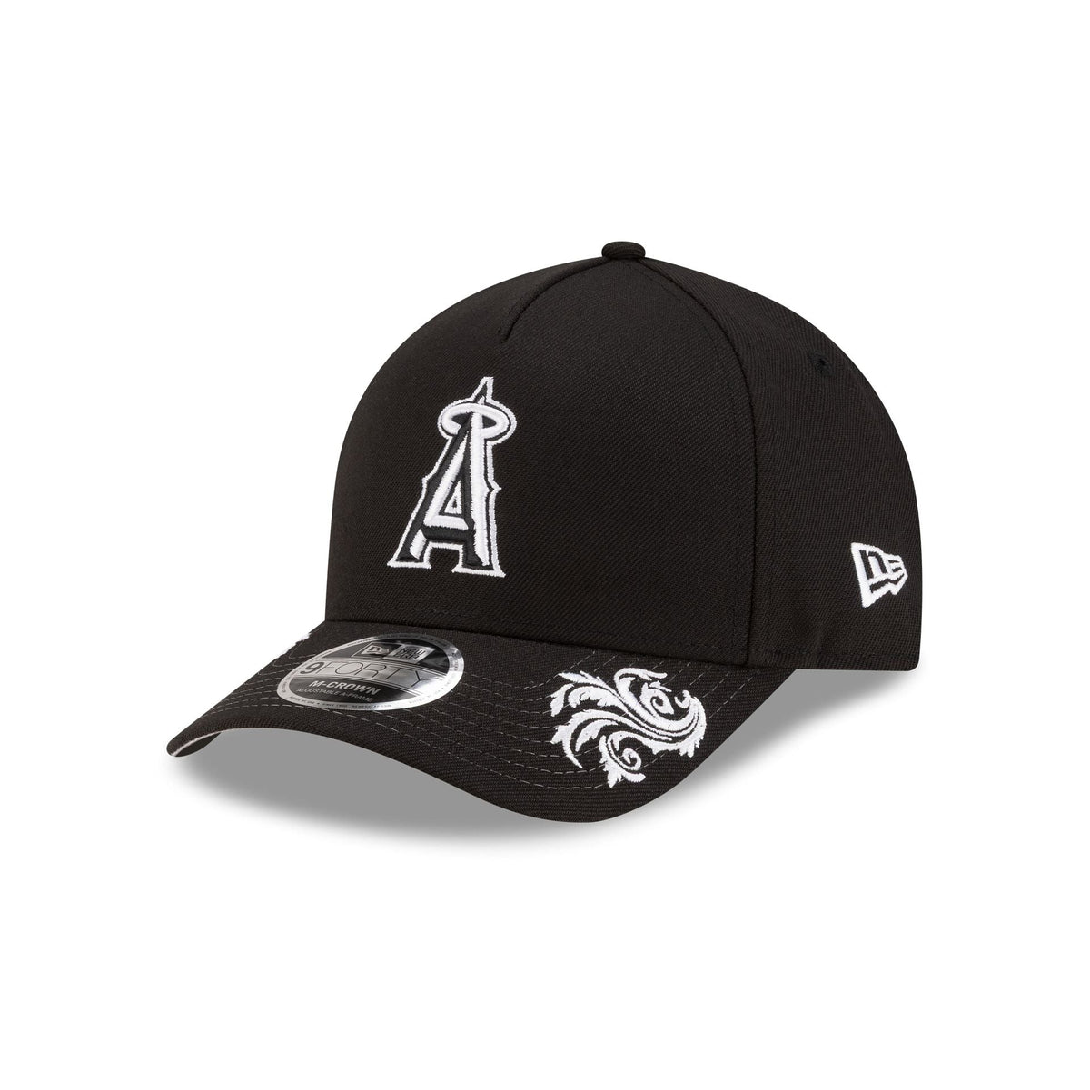 Los Angeles Angels Script Black and White 9FORTY M-Crown A-Frame Snapback Hat
