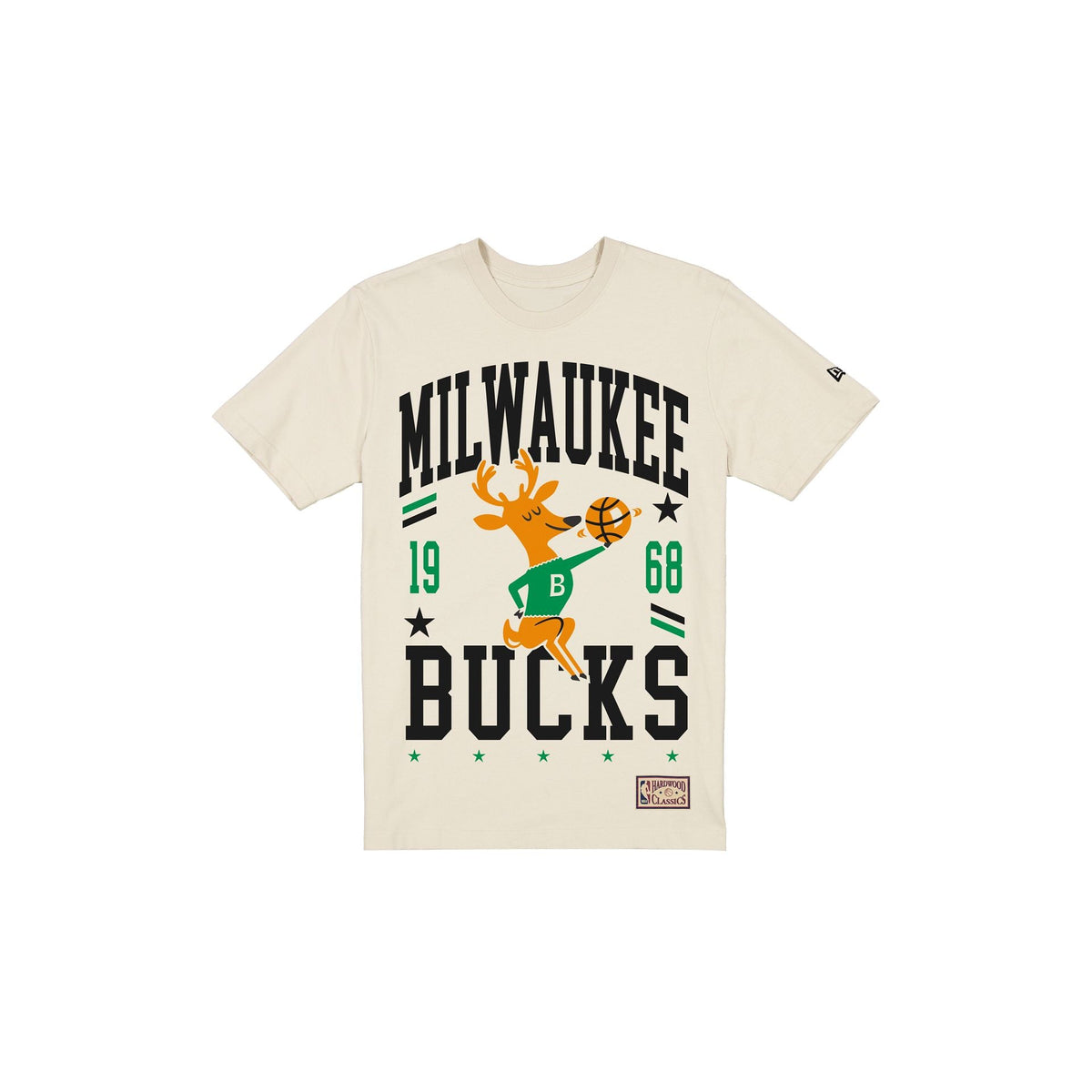 Milwaukee Bucks 1968-1992 Hardwood Classics Chrome White T-Shirt