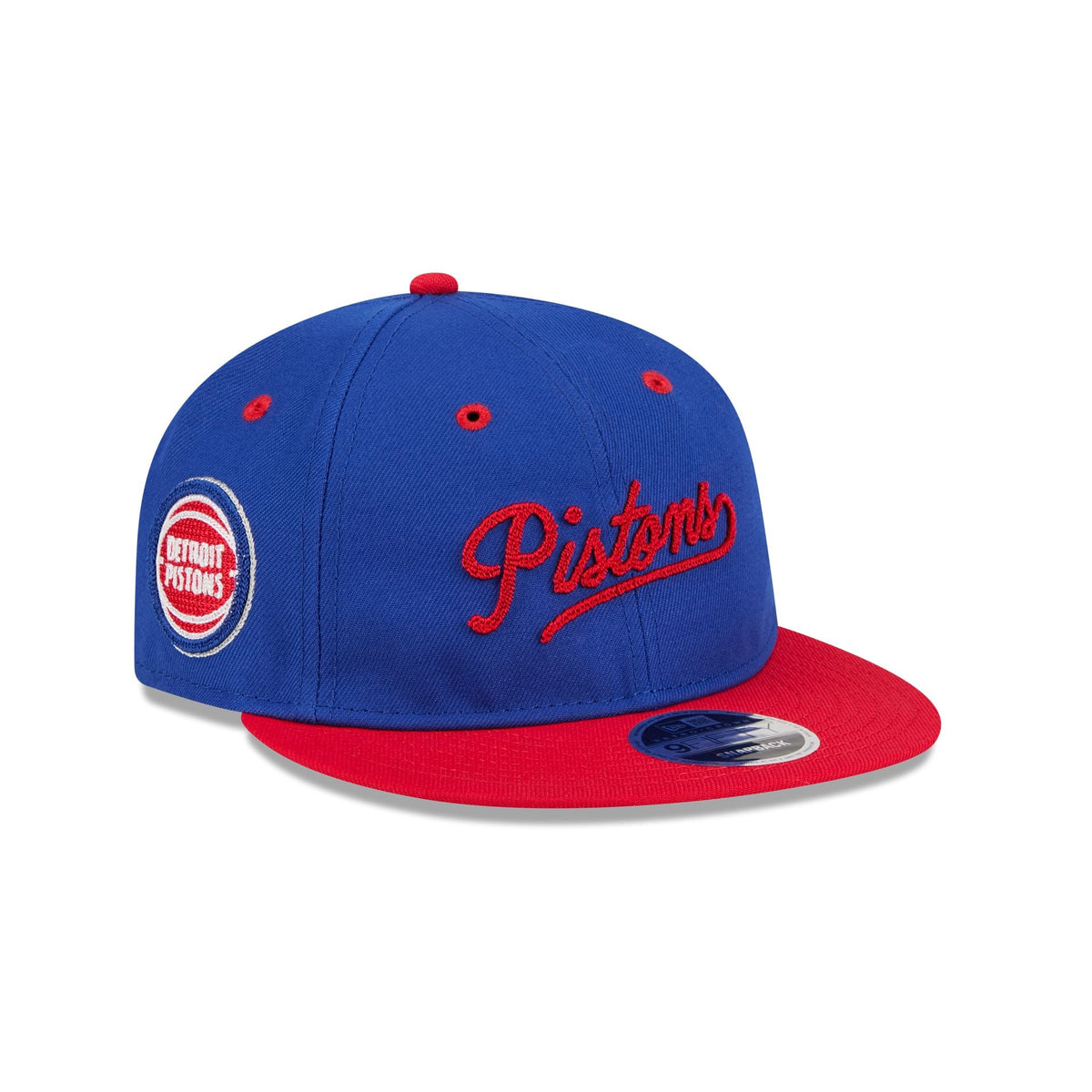 Detroit Pistons Chainstitch Script Retro Crown 9FIFTY Snapback Hat