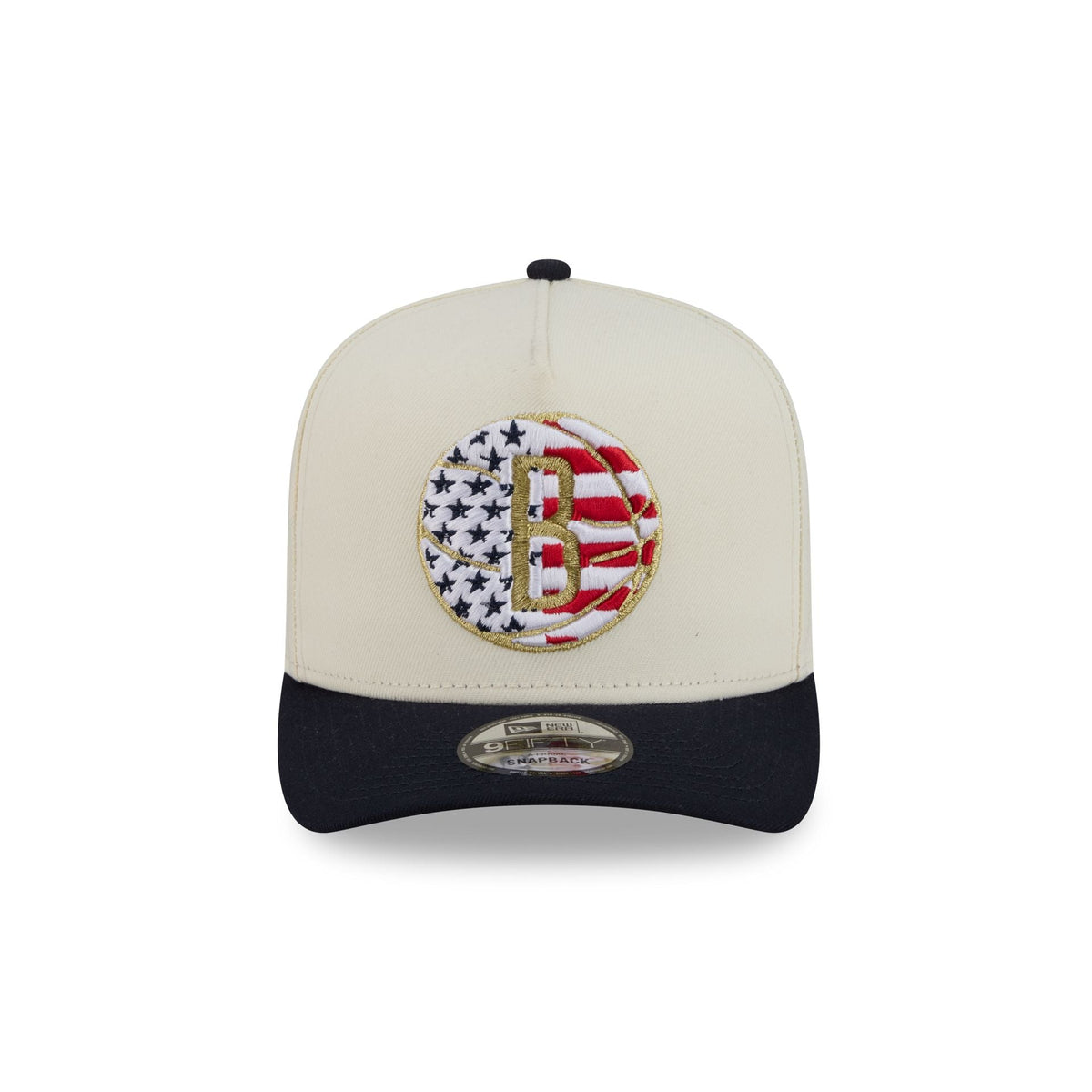 Brooklyn Nets Chrome White Stars and Stripes 9FIFTY A-Frame Snapback Hat