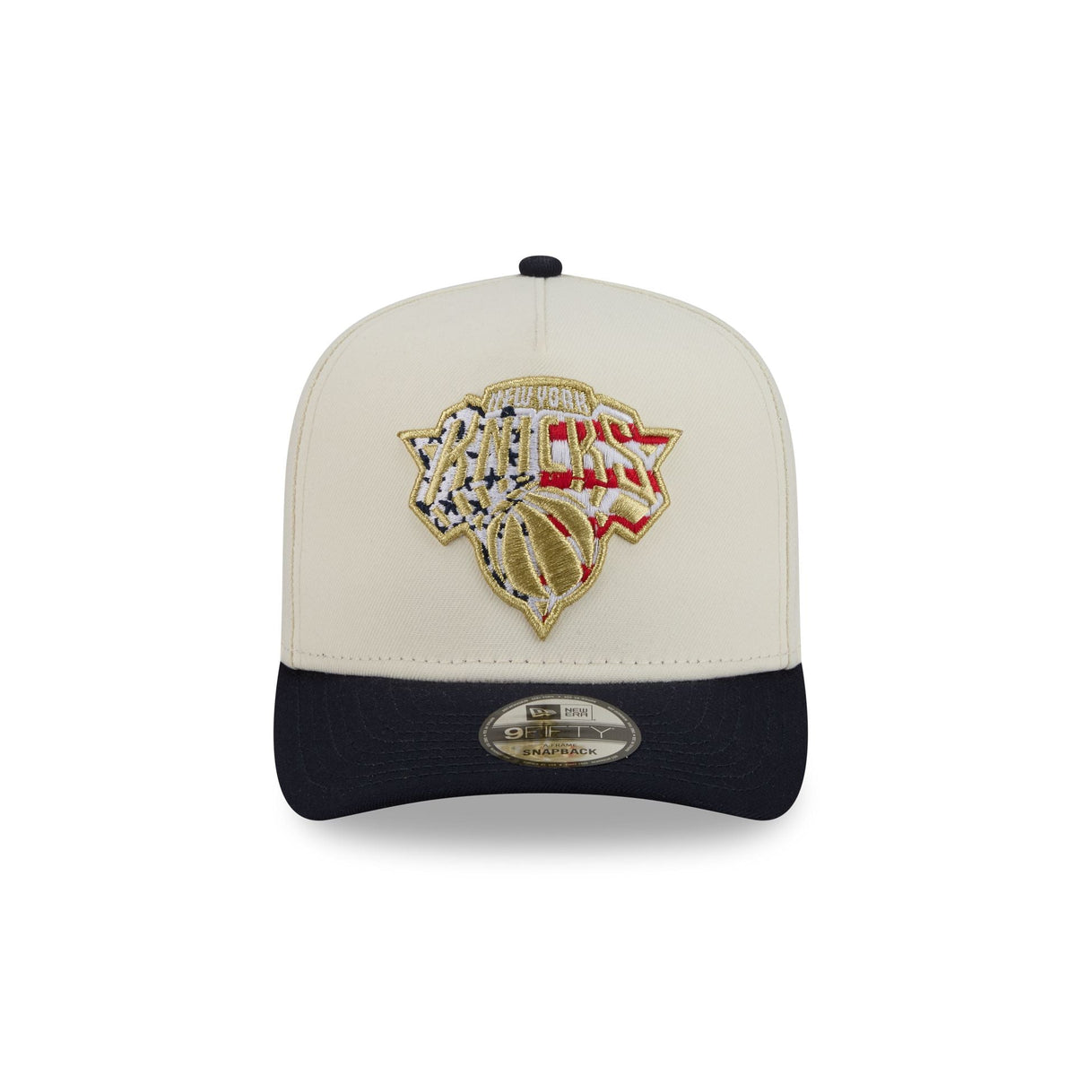 New York Knicks Chrome White Stars and Stripes 9FIFTY A-Frame Snapback Hat