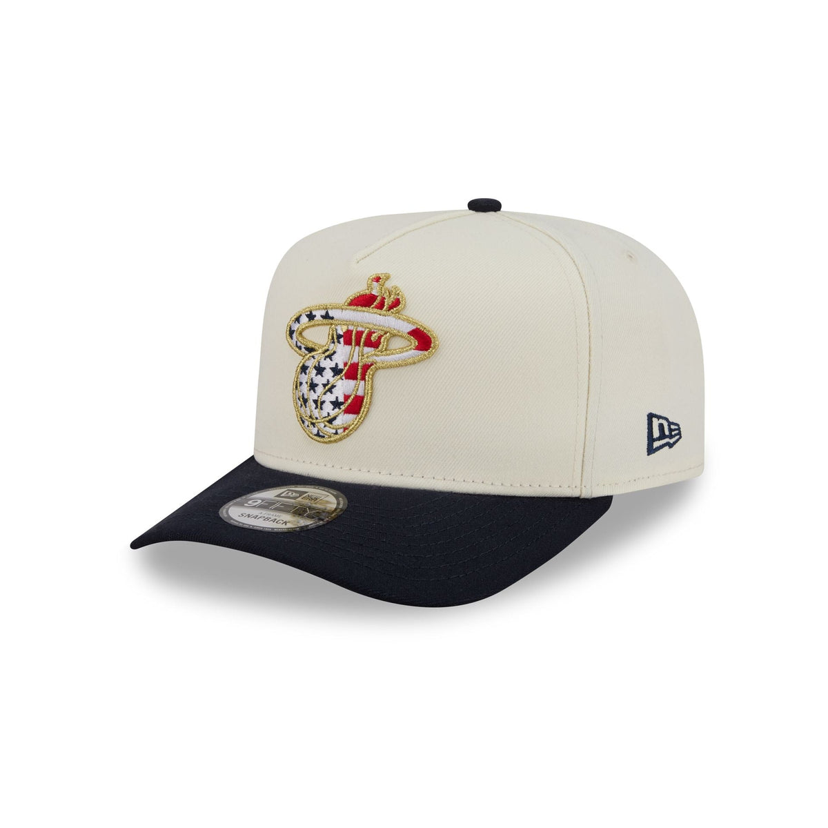 Miami Heat Chrome White Stars and Stripes 9FIFTY A-Frame Snapback Hat