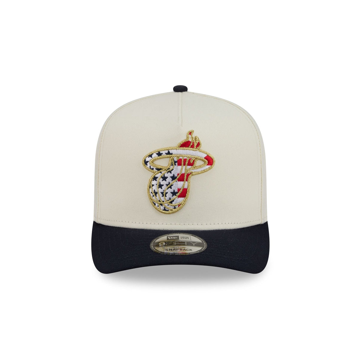Miami Heat Chrome White Stars and Stripes 9FIFTY A-Frame Snapback Hat