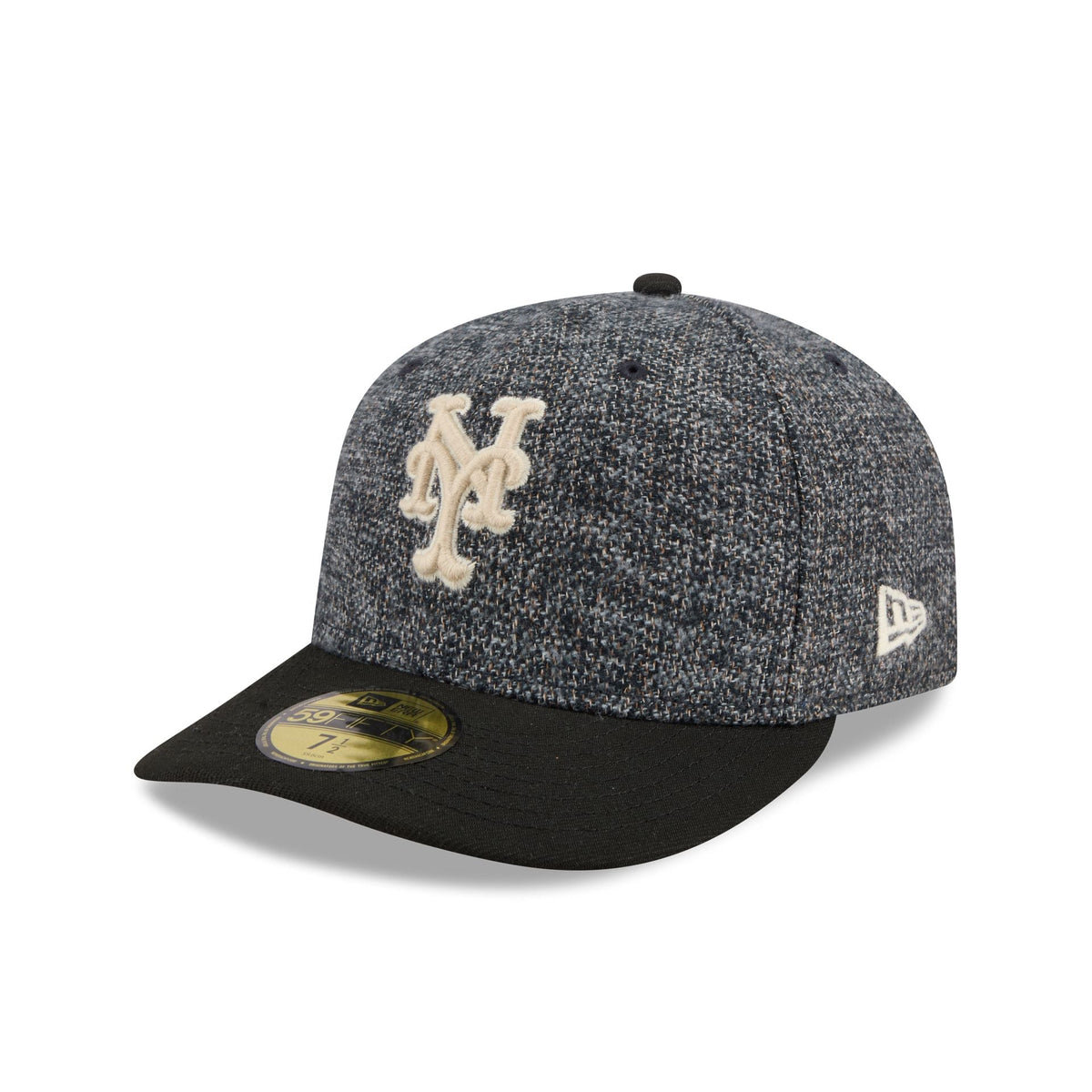 New York Mets Three Looms Tweedy Cotton Black 59FIFTY Fitted Hat