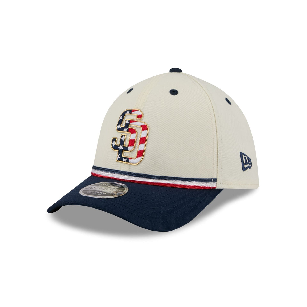 San Diego Padres Independence Day 2026 39THIRTY M-Crown Stretch Fit Hat
