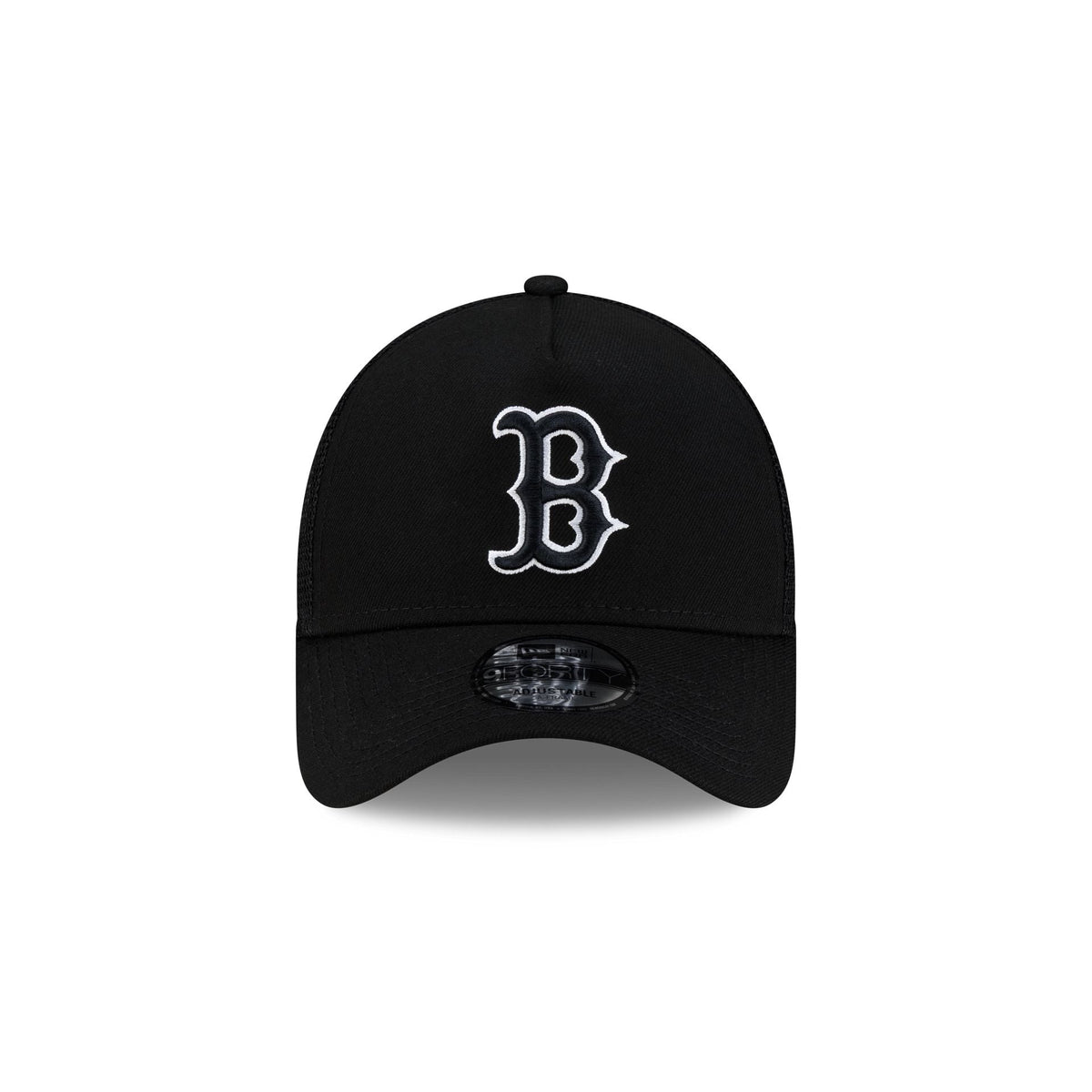 Boston Red Sox Side Script Black 9FORTY A-Frame Trucker Hat