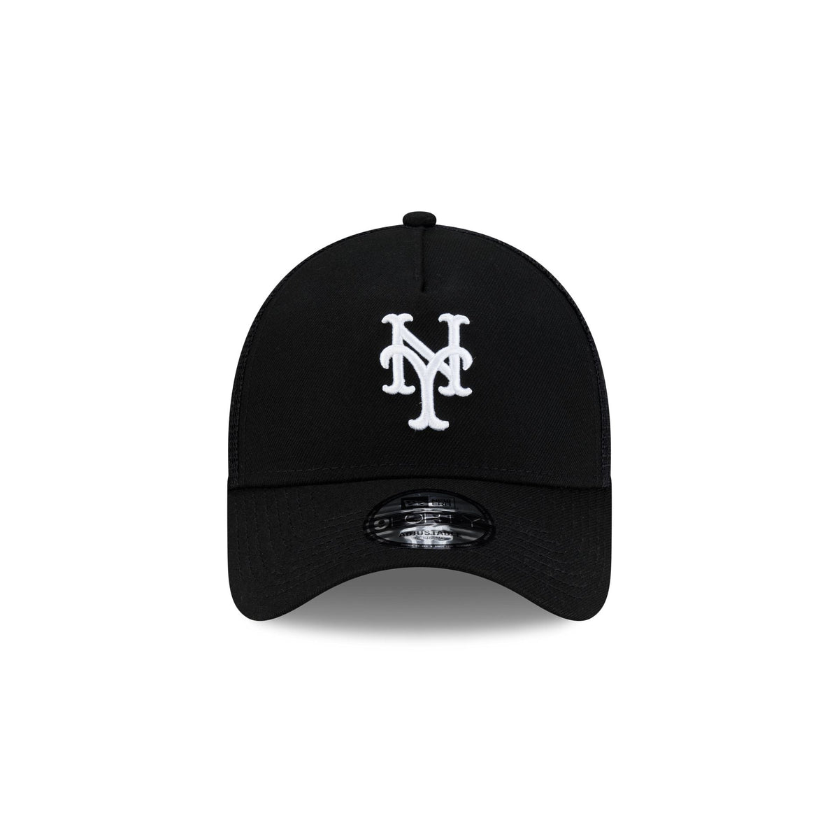 New York Mets Side Script Black 9FORTY A-Frame Trucker Hat