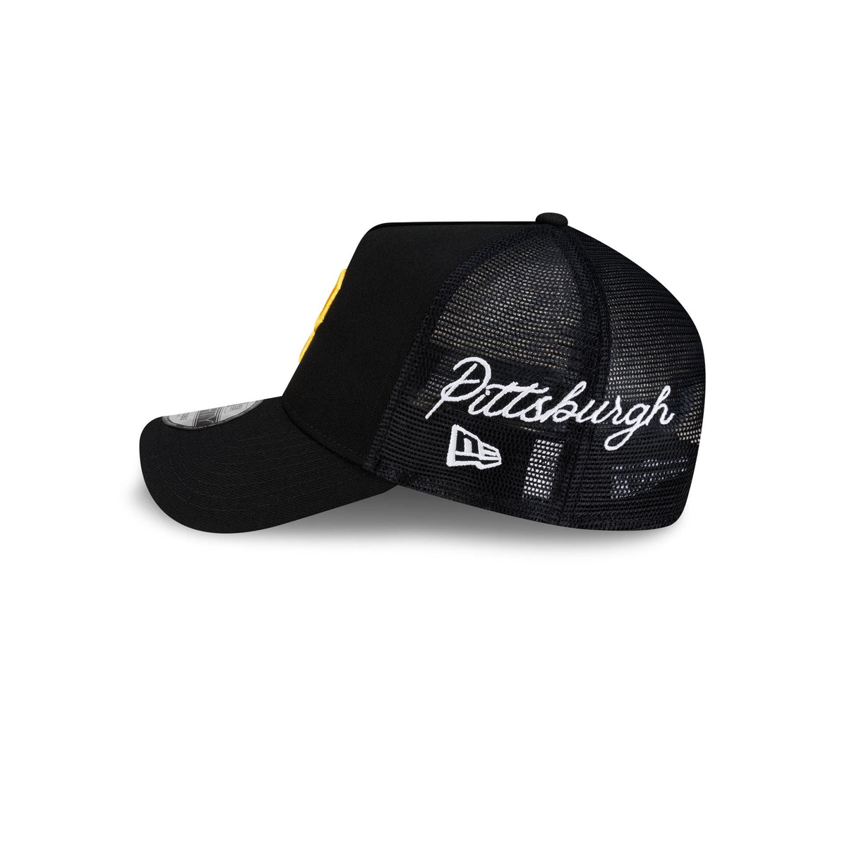 Pittsburgh Pirates Side Script 9FORTY A-Frame Trucker Hat