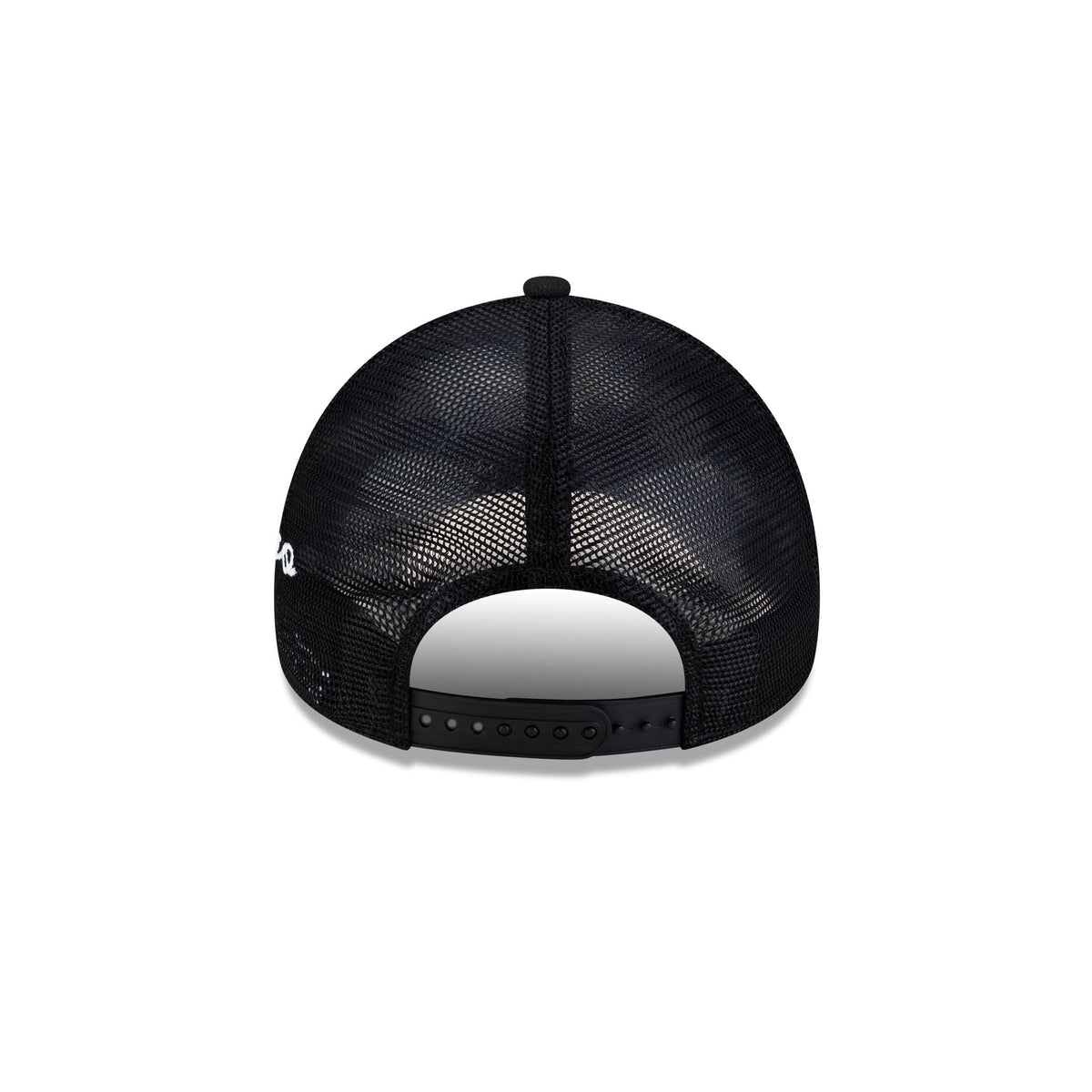 Chicago Cubs Side Script Black 9FORTY A-Frame Trucker Hat