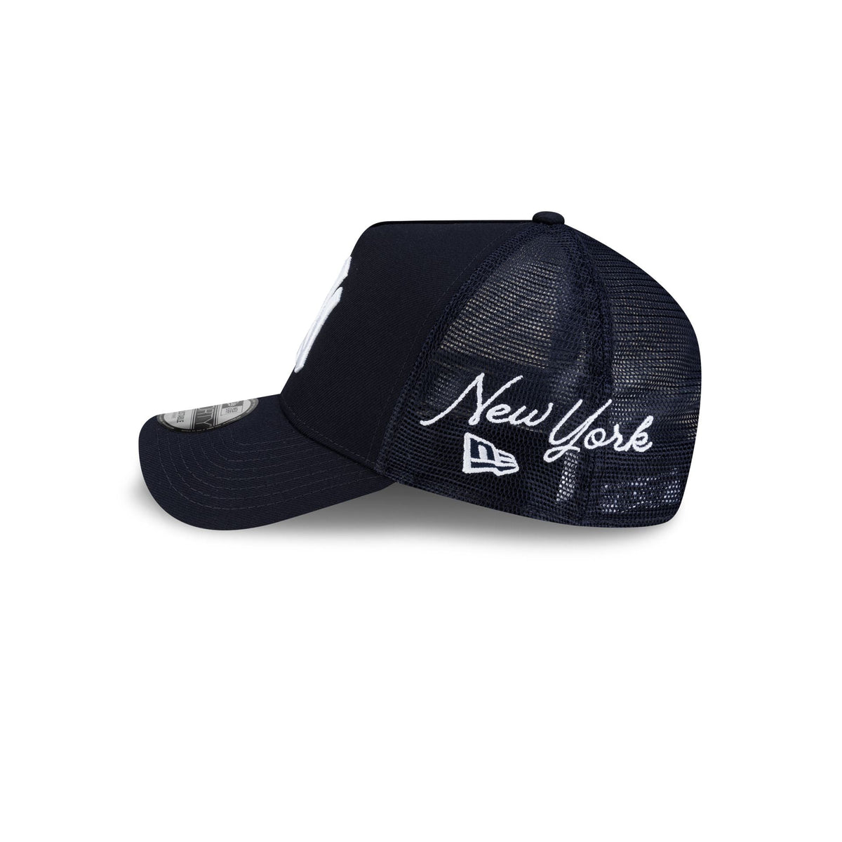 New York Yankees Side Script 9FORTY A-Frame Trucker Hat