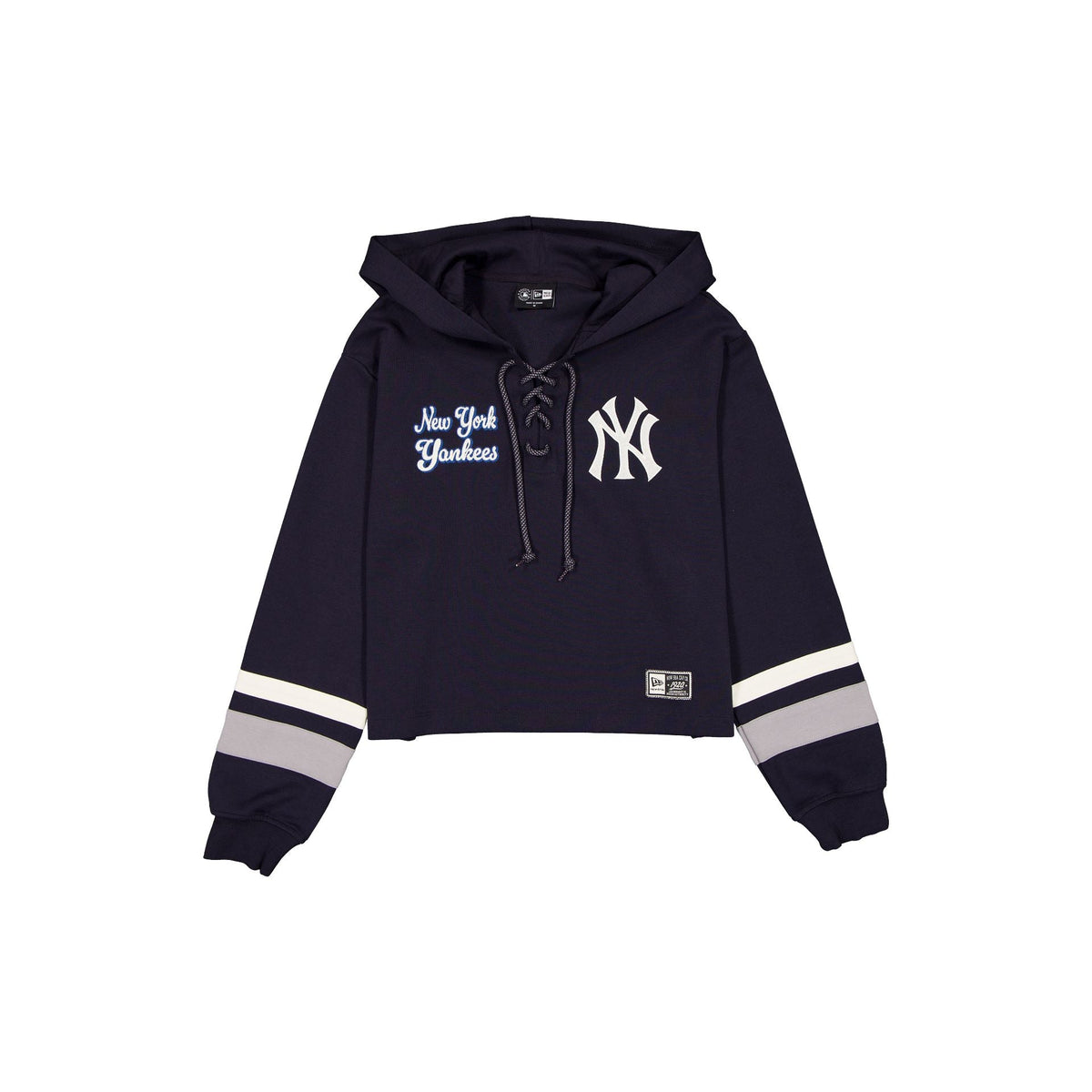 New York Yankees Women's Throwback Cropped Tie Hoodie