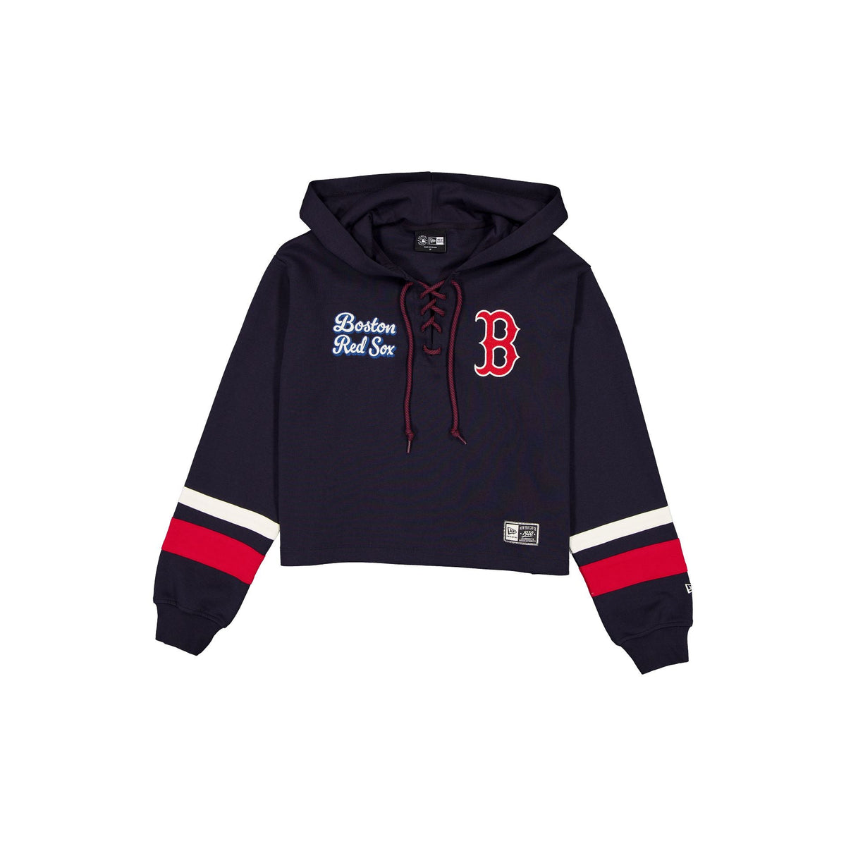 Boston Red Sox Women's Throwback Cropped Tie Hoodie
