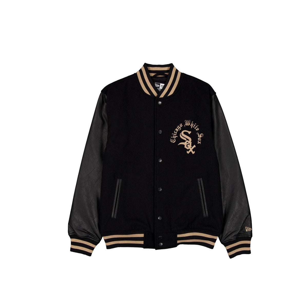 Chicago White Sox Gothic Lettering Black Wool Varsity Jacket