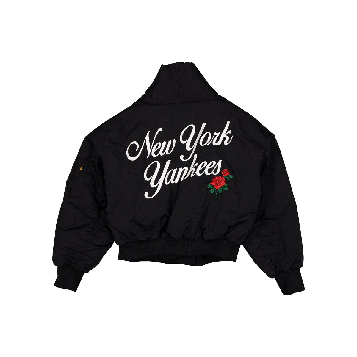 Alpha Industries x New York Yankees Women's Black Shawl Collar Flight Jacket