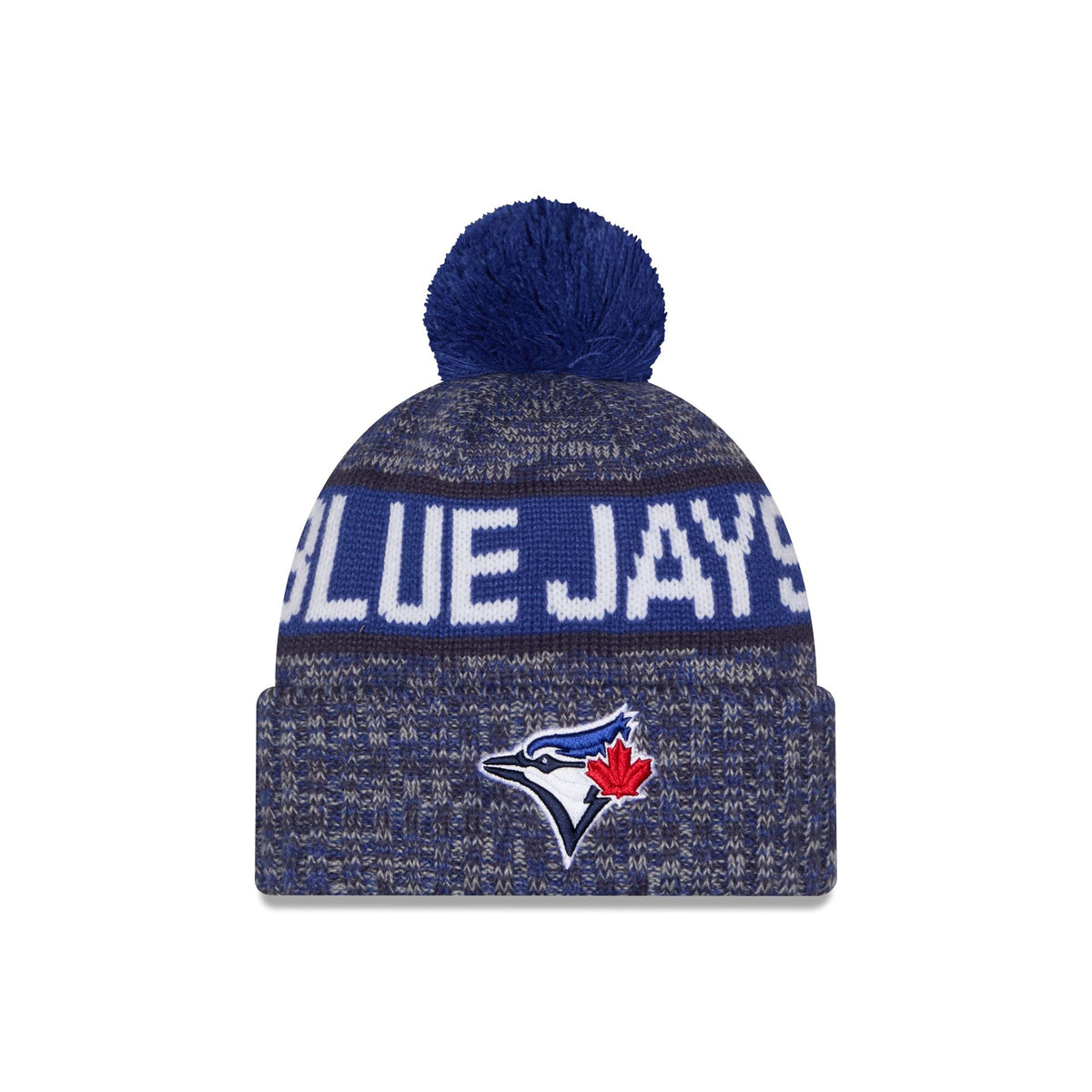 Toronto Blue Jays Tri Color Pom Knit Hat