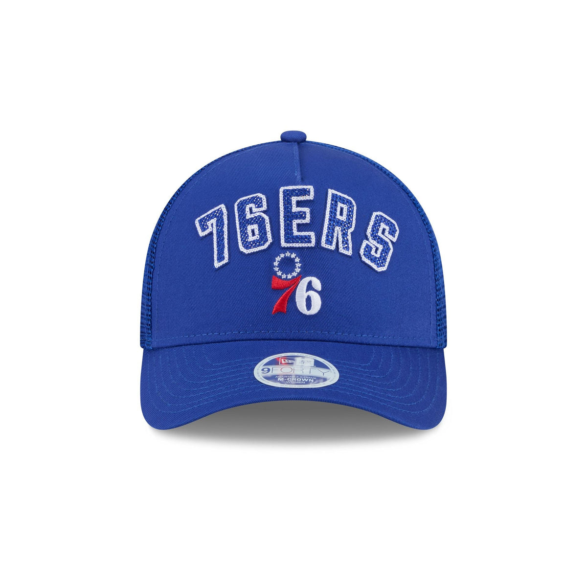 Philadelphia 76ers Sequin Wordmark Women's 9FORTY M-Crown A-Frame Trucker Hat
