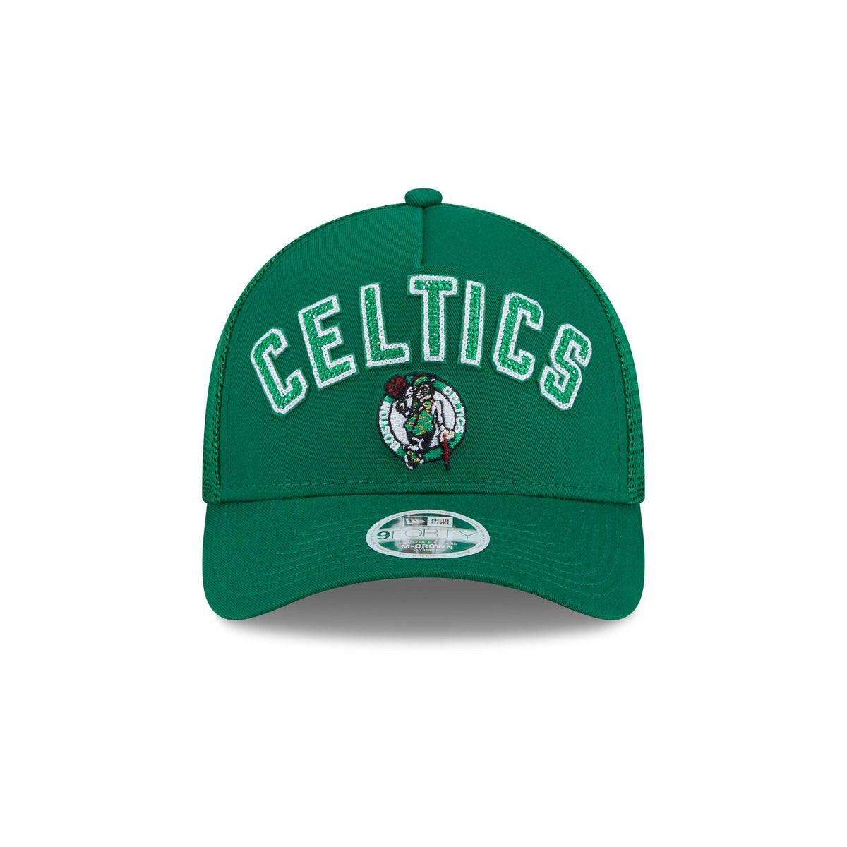 Boston Celtics Sequin Wordmark Women's 9FORTY M-Crown A-Frame Trucker Hat