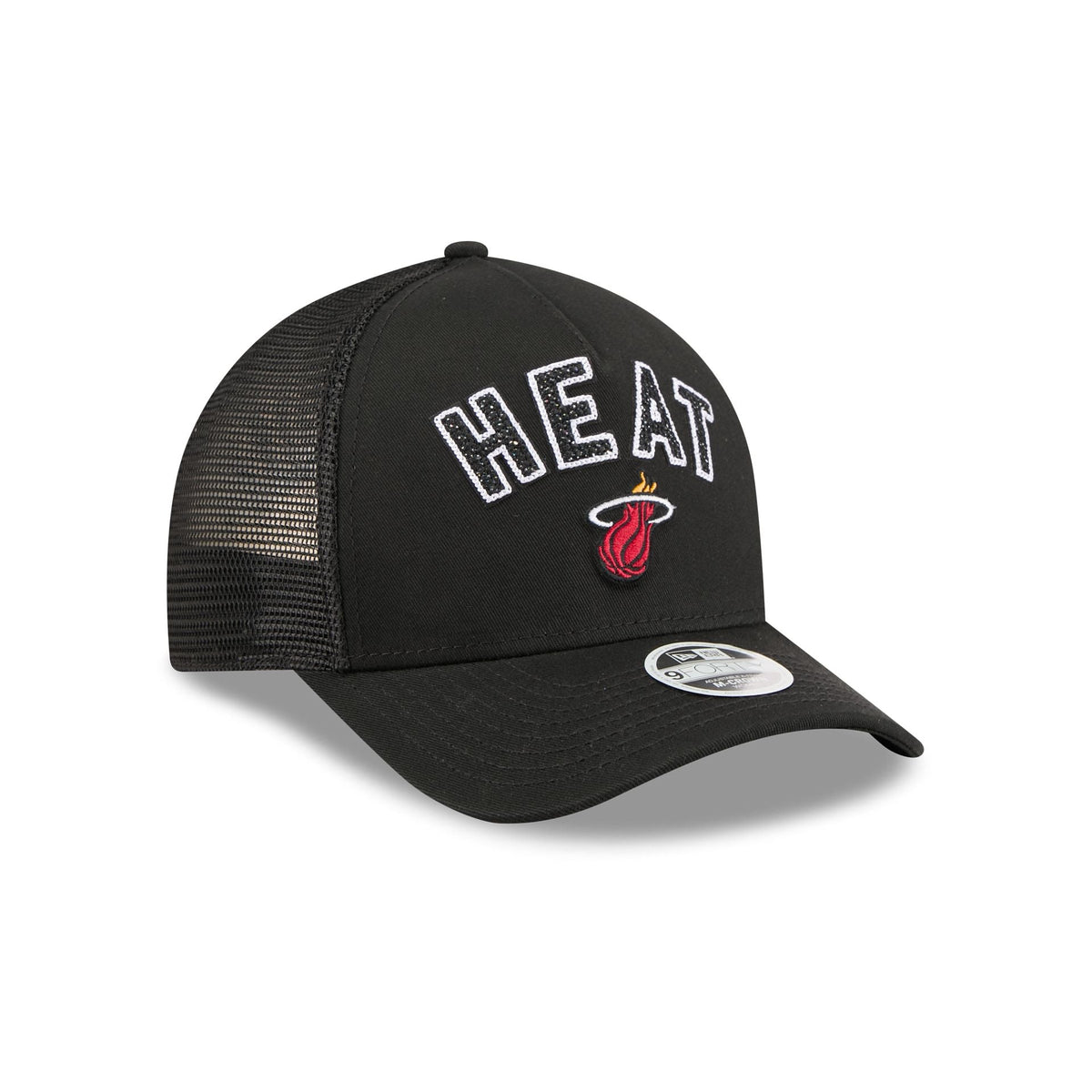 Miami Heat Sequin Wordmark Women's 9FORTY M-Crown A-Frame Trucker Hat