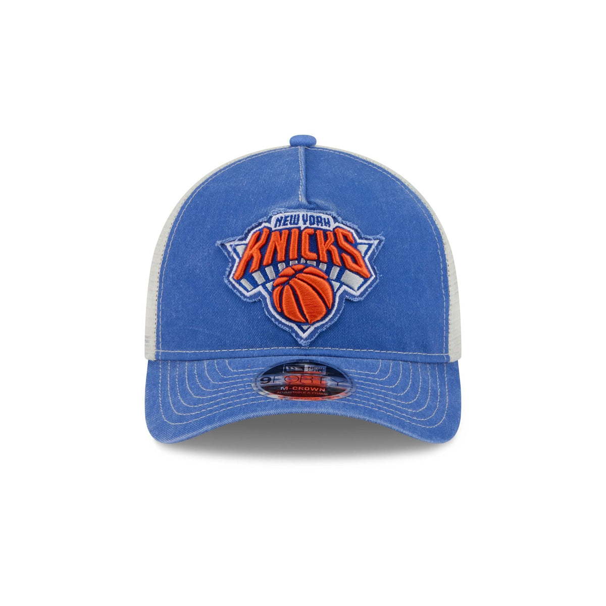 New York Knicks Frayed Logo 9FORTY M-Crown A-Frame Trucker Hat